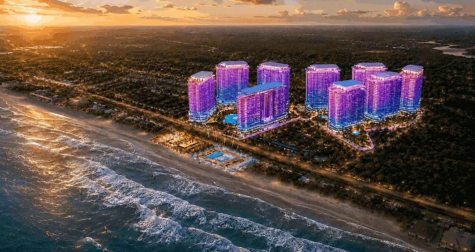 Phối cảnh toàn cảnh dự án Q Topia bên bờ biển Phước Hải